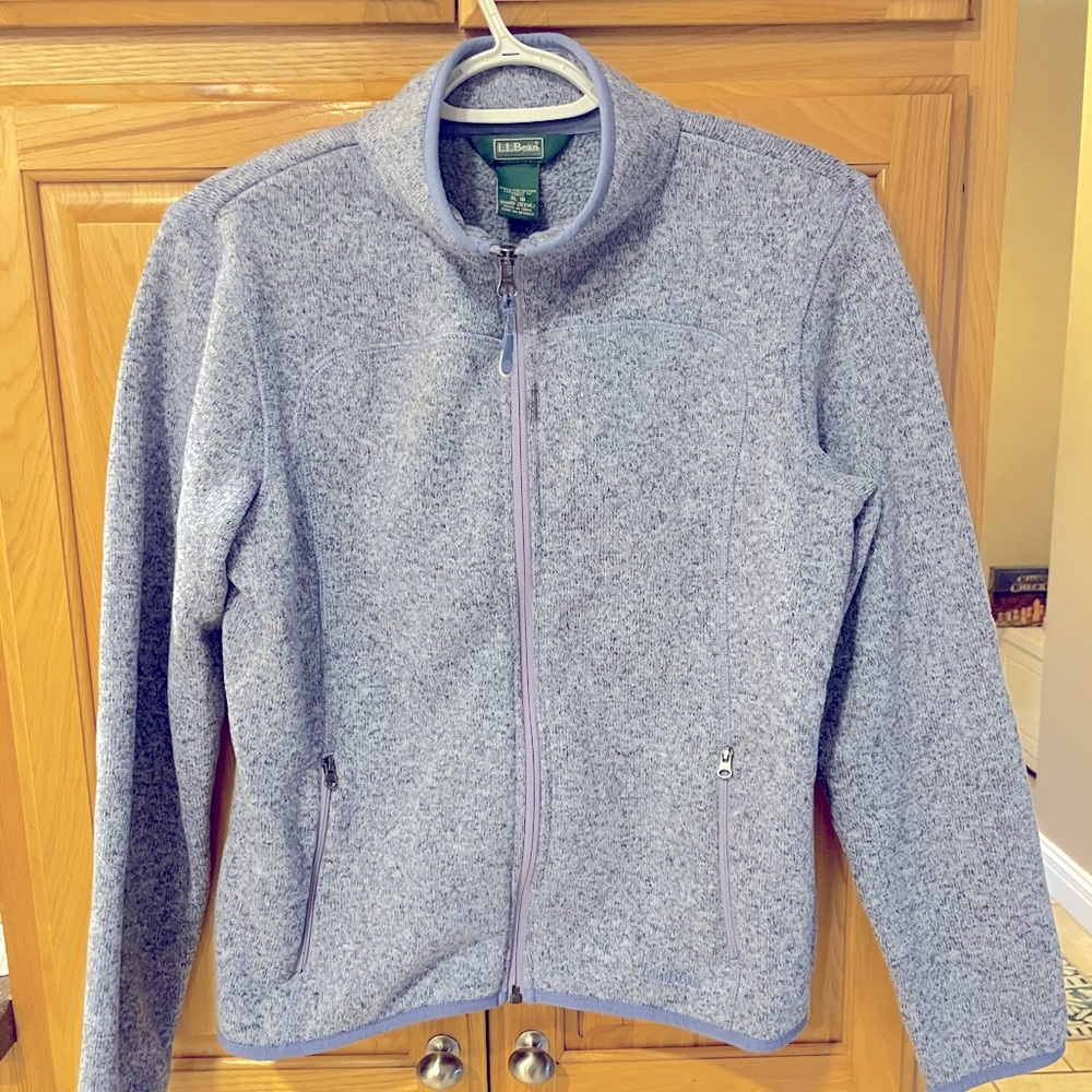 LL Bean Youth Girls Zip Up Heather Gray/Purple